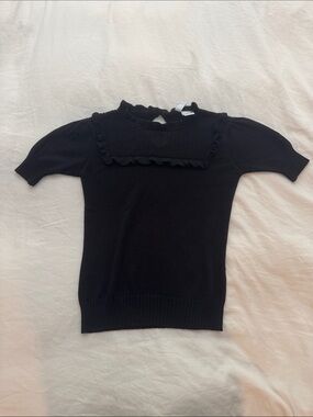Black Ruffle Yoke Knit Top